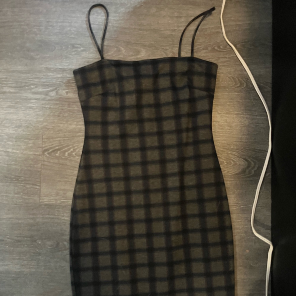 Elegant Black Checkered Dress